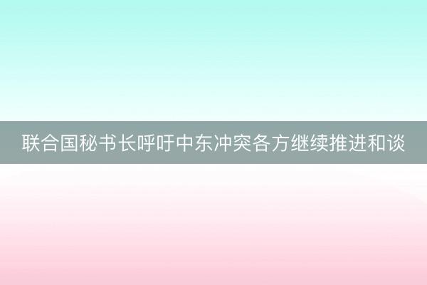 联合国秘书长呼吁中东冲突各方继续推进和谈