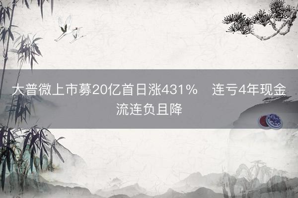 大普微上市募20亿首日涨431% 连亏4年现金流连负且降