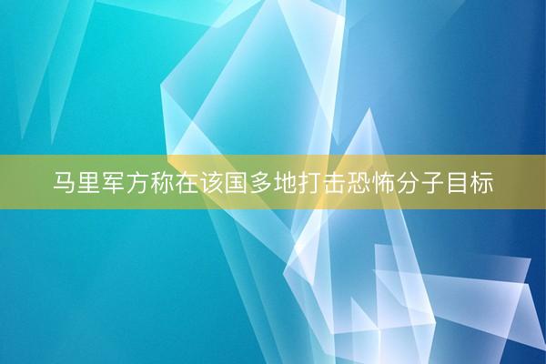 马里军方称在该国多地打击恐怖分子目标