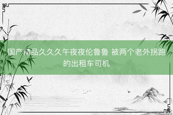 国产精品久久久午夜夜伦鲁鲁 被两个老外拐跑的出租车司机