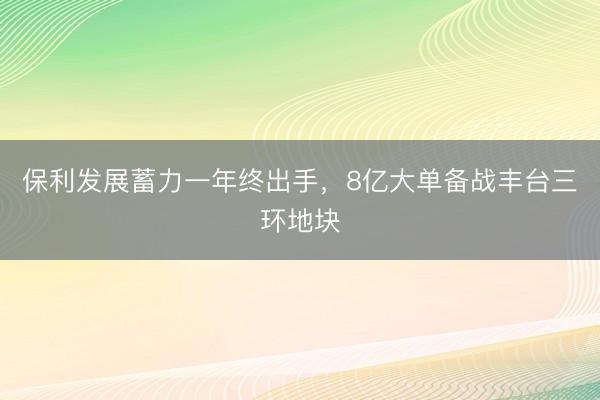 保利发展蓄力一年终出手，8亿大单备战丰台三环地块