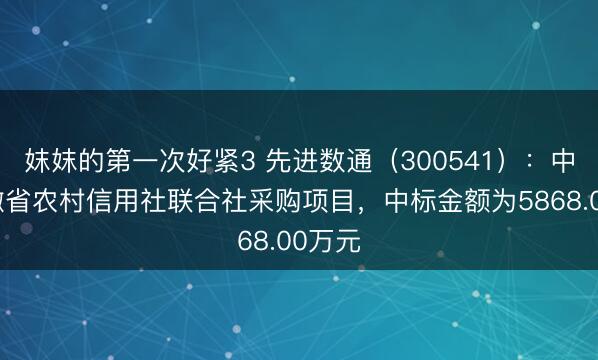 妺妺的第一次好紧3 先进数通（300541）：中标安徽省农村信用社联合社采购项目，中标金额为5868.00万元