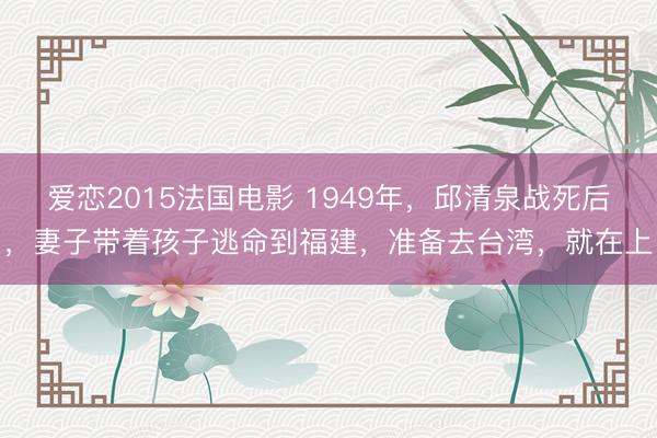爱恋2015法国电影 1949年，邱清泉战死后，妻子带着孩子逃命到福建，准备去台湾，就在上