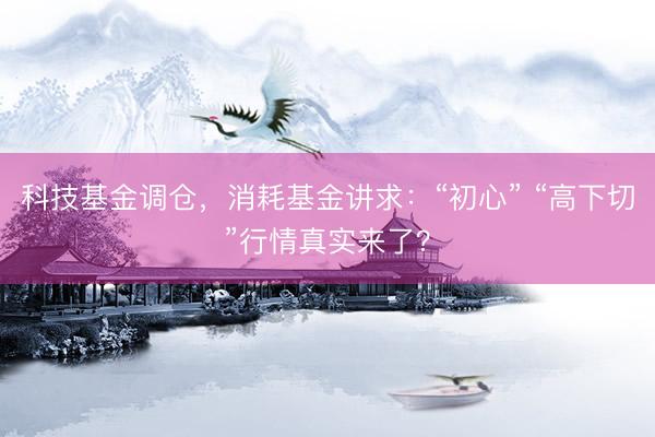 科技基金调仓，消耗基金讲求：“初心” “高下切”行情真实来了？