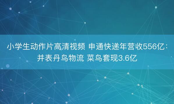小学生动作片高清视频 申通快递年营收556亿：并表丹鸟物流 菜鸟套现3.6亿