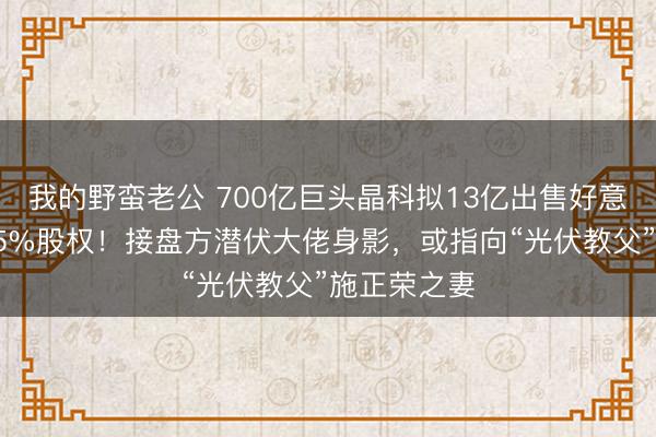 我的野蛮老公 700亿巨头晶科拟13亿出售好意思国工场75%股权！接盘方潜伏大佬身影，或指向“光伏教父”施正荣之妻