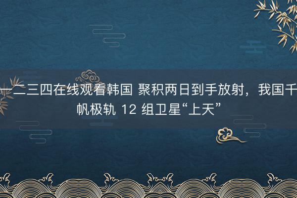 一二三四在线观看韩国 聚积两日到手放射，我国千帆极轨 12 组卫星“上天”