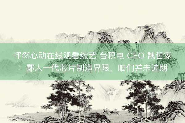 怦然心动在线观看综艺 台积电 CEO 魏哲家:鄙人一代芯片制造界限,咱们并未逾期