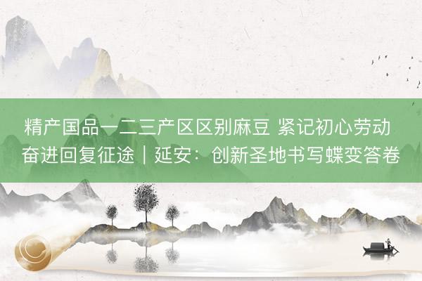 精产国品一二三产区区别麻豆 紧记初心劳动 奋进回复征途｜延安：创新圣地书写蝶变答卷