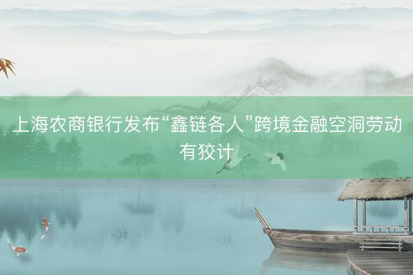 上海农商银行发布“鑫链各人”跨境金融空洞劳动有狡计