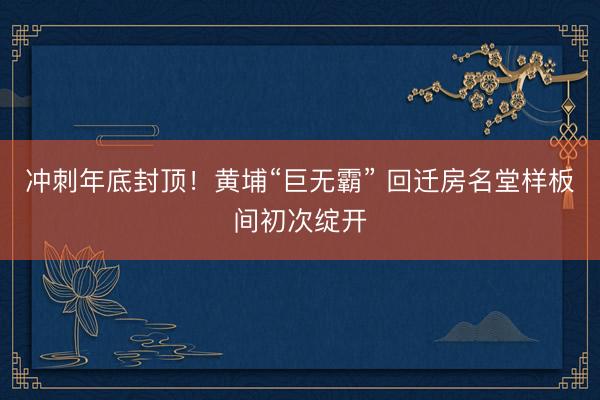 冲刺年底封顶！黄埔“巨无霸” 回迁房名堂样板间初次绽开