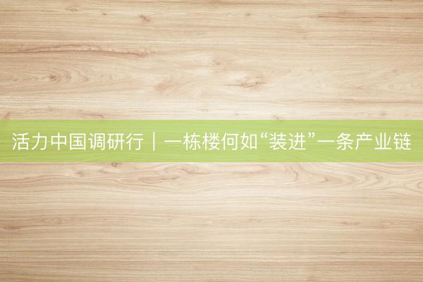 活力中国调研行｜一栋楼何如“装进”一条产业链
